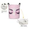 Foruidea Closed Eyes Pink Laundry Basket,Laundry Hamper,Collapsible Storage Bin, Oxford Fabric Clothes Baskets,Nursery Hamper For Home,Office,Dorm,Gift Basket, Medium view 2