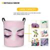 Foruidea Closed Eyes Pink Laundry Basket,Laundry Hamper,Collapsible Storage Bin, Oxford Fabric Clothes Baskets,Nursery Hamper For Home,Office,Dorm,Gift Basket, Medium view 3