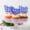 24 Pack Prom 2026 Graduation Cupcake Toppers Glitter 2026 Prom College Cupcake Picks for Congrats 2026 Graduation Class of 2026 Theme School Party Cake Decoration Supplies Blue view 4