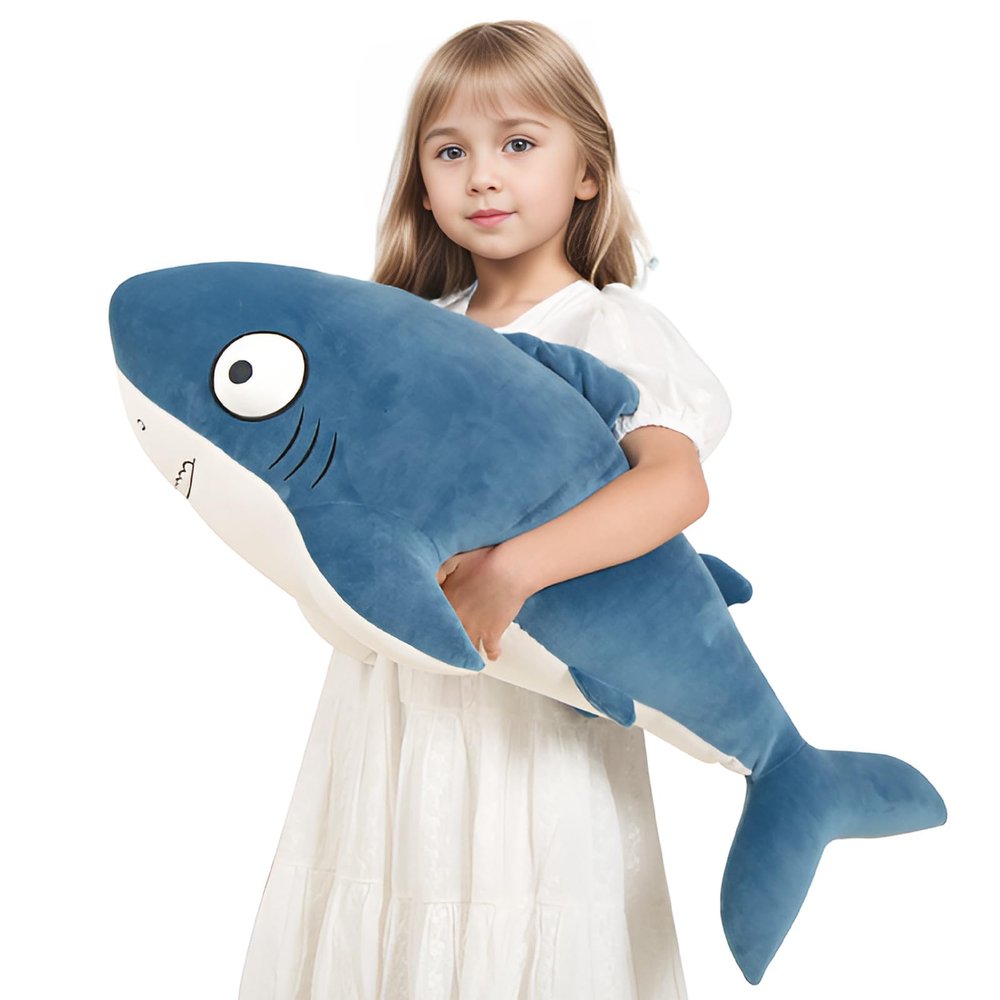 32 Blue Giant Sharks Plush,Large Whale Shark Stuffed Animals, Big Ocean Sea Fish Squishy Body Pillow Soft Plushies Toys,Gifts for Kids Girls Boys, Birthday, Halloween, Christmas