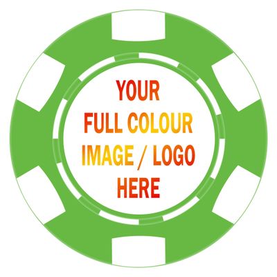 100 Custom Plastic Chips,HD Full Color Printing,Upload Your Images or Text,Good for Poker Games,Corporate Events,Fundraisers,Party,9 Colors (Green)
