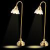 TOYANDONA 2Pcs Miniature Dollhouse Lamp, 1/12 Scale Mini Desk Lamp LED Light Furniture Dollhouse Lighting Ornament, Battery Operated view 1