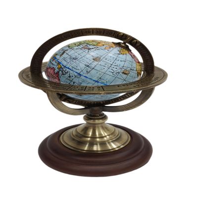 Navirock Vintage Zodiac Armillary Antique Brass Sphere Globe Wooden Display Nautical Ship Decor