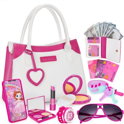 Officygnet Play Purse for Little Girls, Pretend Princess Play Toys for 3 4 5 6 7 8 Year Old, Toddler Purse with Accessories, Kids Toy Birthday for Girls Ages 3-5 4-5 6-8(White)