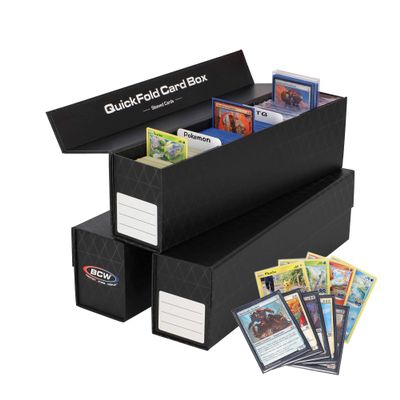 BCW QuickFold Card Storage Box for Sleeved Cards 3 Pack Not for Toploaders Magnetic Closure Holds 500-1200 Sleeved or Unsleeved Cards MTG Card Storage