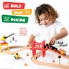 Play22 Wooden Train Set Toddler Toys - 38 Pieces Wood Train Track Set for Toddlers 3-4 Years with Crane, Bridge & Accessories view 3