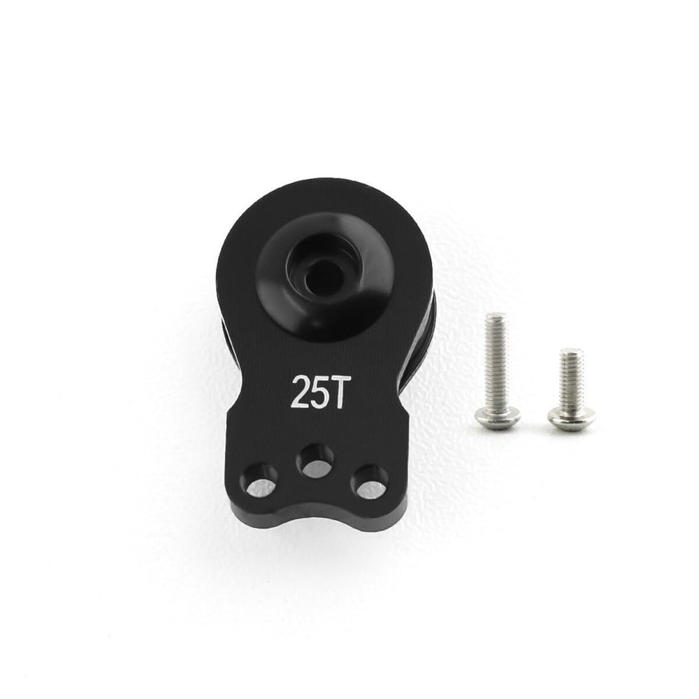 Aluminum 25T Unloading Steering Servo Horn Servo Arm RC Hobby Toy Replacement Upgraded Parts, 3-Hole Black