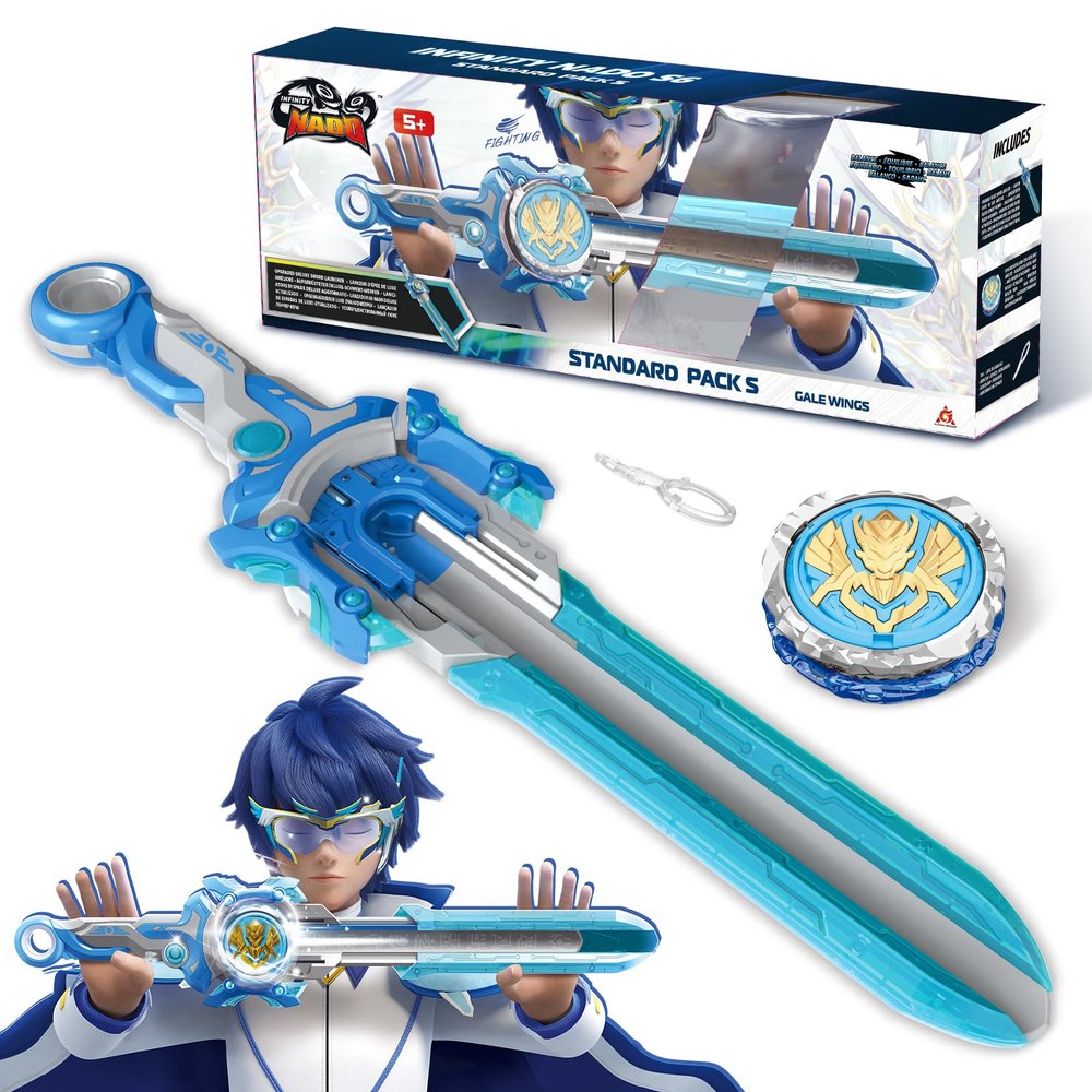Infinity Nado Spinning Top for Children Metal Toy Boys, Battle Tops Spinning Top Launcher Toy Boys, Spinning Tops Boys from 5 6 7 8 9 10 11 12 Years, Power Pack Gale Wings