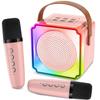 AuntyFey Mini Karaoke Machine for Kids with 2 Wireless Microphone for Kids, Kids Karaoke Machine Toy for 6+ Year Old Girls Kids Age 4-8-12, Kids Microphones for Singing(Pink) view 1