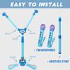 Kids Karaoke Machine with Stand,Kids Microphone Flashing Stage Lights Adjustable Stand Gift for Age 3+ Years Old Children (Double Blue) view 3