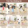 HONEY JOY 7 in 1 Climbing Toys for Toddlers, Convertible Kids Step Stool/Table & Chair/Chalkboard, Folding Triangle Climber w/Ramp, Montessori Kitchen Stool Tower for Learning w/Safety Rail (Colorful) view 2
