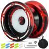 S2 Dual Purpose Yoyo for Kids, Professional Yoyo with Responsive & Unresponsive Mode, Fingerspin Trick Yoyos with KK Bearing, Bearing Remover, Case, 10 Strings - Black Red view 1