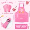 R HORSE Kid Apron and Chef Hat Set 2Pcs Adjustable Children Light Pink Kitchen Toddler Apron for Girls, Role Play Chef Toy Cooking Baking Painting and Training Kits Kid Funny Cooking Birthday Gift view 2