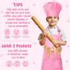 R HORSE Kid Apron and Chef Hat Set 2Pcs Adjustable Children Light Pink Kitchen Toddler Apron for Girls, Role Play Chef Toy Cooking Baking Painting and Training Kits Kid Funny Cooking Birthday Gift view 3