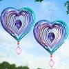 2 Pcs Wind Spinner Purple Heart 3D Metal Hanging Wind Spinners, Worth Purple Gifts for Women, Extra Sparkly Metal Yard Art Decorations Indoor/Outdoor Kinetic Wind Sculptures & Spinners view 1