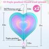 2 Pcs Wind Spinner Purple Heart 3D Metal Hanging Wind Spinners, Worth Purple Gifts for Women, Extra Sparkly Metal Yard Art Decorations Indoor/Outdoor Kinetic Wind Sculptures & Spinners view 2