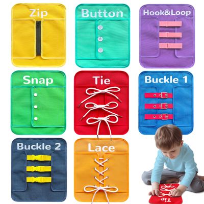 Craftstory Toddlers Montessori Toys Busy-Board for 3 4 5 Year Girls Boys Gifts, Sensory Basic-Life-Kills Shoe-Tying Practice for Kids Fine-Motor Skill Toys Teacher Resoures Preschool Classroom
