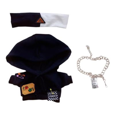 niannyyhouse Headwear Hoodies Accessories Sweatshirts Suit 10cm~15cm 20cm Plushie Doll Clothes Dress Up (Black 20cm)