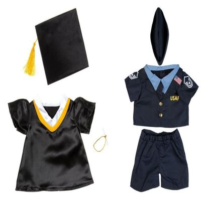 Graduation's Special Outfits Stuffed Animal Dress Up Set for Teddy Bear Toys - 16 inch 2 Costume Pack has Graduation Gown and Air Force Uniform Clothes for Plush Soft Toys Gifted Your Loved One
