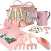 Kids Gardening Set 14Pcs Gardening Tools for Kids with Tote Bag,Watering Can, Shovel, Apron, Garden Book and More Educational STEM Learning Outdoor for Toddlers Boys Girls (Pink) view 1