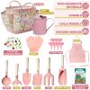 Kids Gardening Set 14Pcs Gardening Tools for Kids with Tote Bag,Watering Can, Shovel, Apron, Garden Book and More Educational STEM Learning Outdoor for Toddlers Boys Girls (Pink) view 2