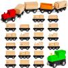 Halloscume 30 Pcs Unfinished DIY Wooden Trains 5 Styles Unpainted Train Cars Toys for Railway Paint Project Wood Trains for Birthday Party Themed Party Decorations Fall Crafts Supplies view 1