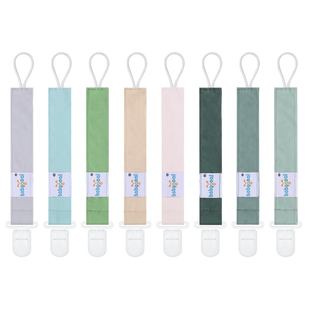 babygoal Baby Pacifier Clips 8 Pack, Pacifier Holder Clips Fits for Most Pacifier and Binkies-Neutral Color 8PS43