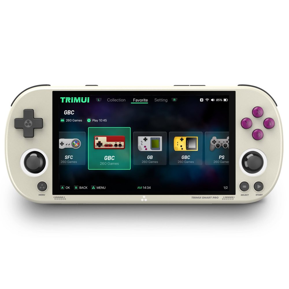 TRIMUI Smart Pro Open Source Handheld, Retro Arcade, HD 4.96 inch, 256G 20000+ Games,IPS Screen Handheld Linux System, SD Card Support WiFi Multiplayer Online Play (Gray)