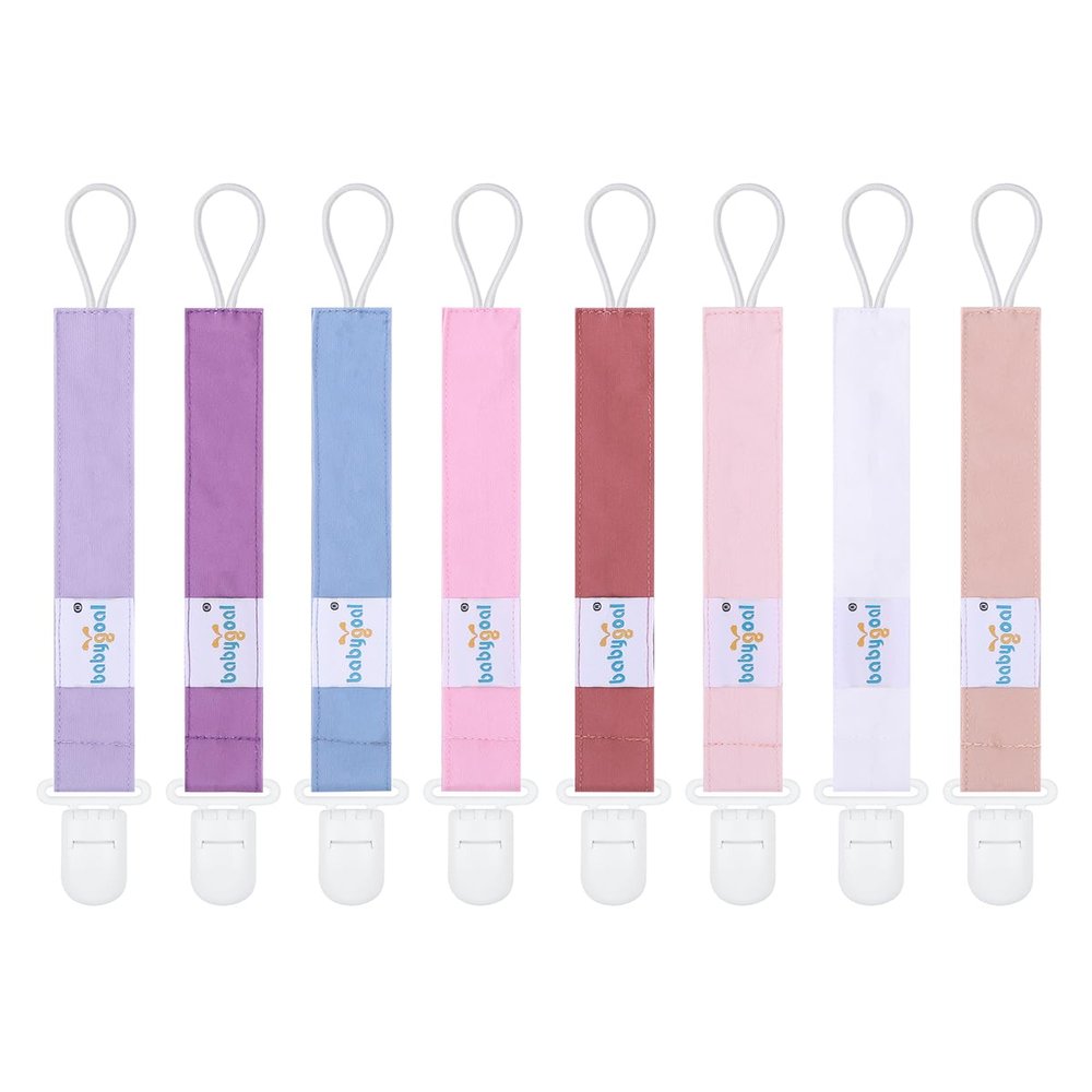 babygoal Baby Pacifier Clips 8 Pack, Pacifier Holder Clips Fits for Most Pacifier and Binkies-Neutral Color 8PS42