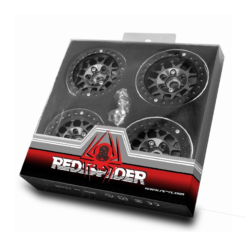 2.2 Beadlock Wheels Aluminium Alloy2.2 Wheels Five Colors to Choose for 1/10 Axial Wraith RR10 YETI SCX10 D90 TRAXXAS TRX4 CC01 RC Crawler Car (Black)