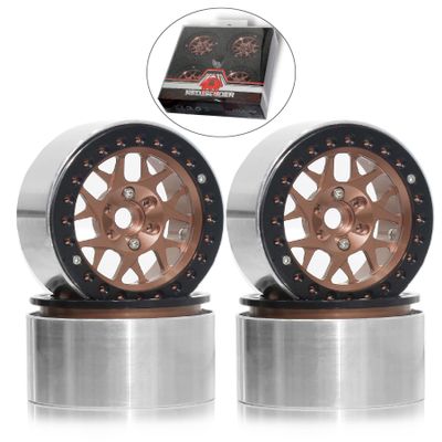 2.2 Beadlock Wheels Aluminium Alloy2.2 Wheels Five Colors to Choose for 1/10 Axial Wraith RR10 YETI SCX10 D90 TRAXXAS TRX4 CC01 RC Crawler Car (Copper Color)