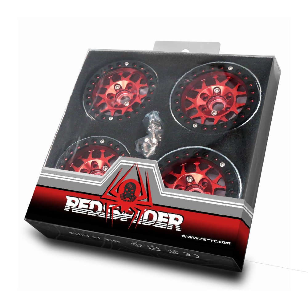 2.2 Beadlock Wheels Aluminium Alloy2.2 Wheels Five Colors to Choose for 1/10 Axial Wraith RR10 YETI SCX10 D90 TRAXXAS TRX4 CC01 RC Crawler Car (Red)