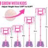 Kids Basketball Hoop with Stand, Adjustable Basketball Set, Toddler Basketball Toys for Boys Age 3 4 5 6 7 8, Indoor Outdoor Backyard Sport Game Gifts Pink view 2