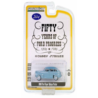 1946 Super Deluxe Light Blue Fifty Years of Progress - Golden Jubilee Anniversary Collection Series 16 1/64 Diecast Model Car by Greenlight 28140A
