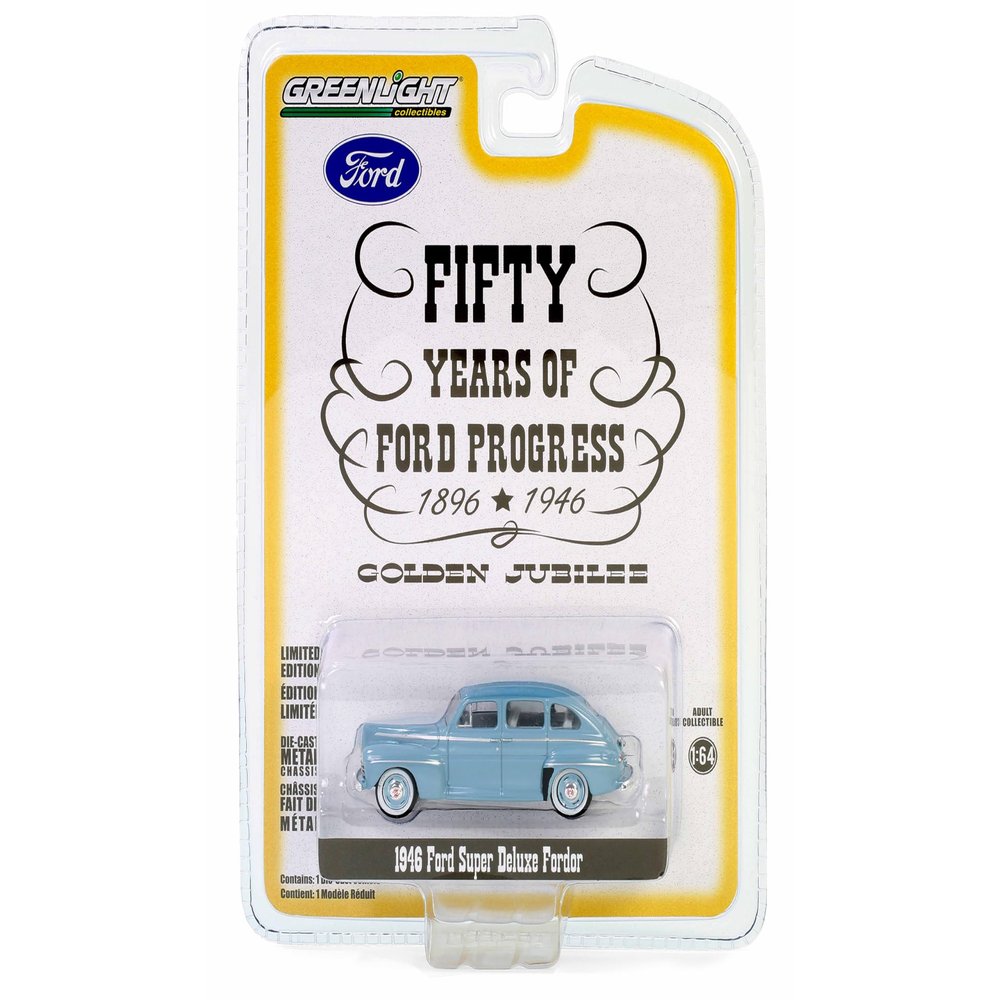 1946 Super Deluxe Light Blue Fifty Years of Progress - Golden Jubilee Anniversary Collection Series 16 1/64 Diecast Model Car by Greenlight 28140A