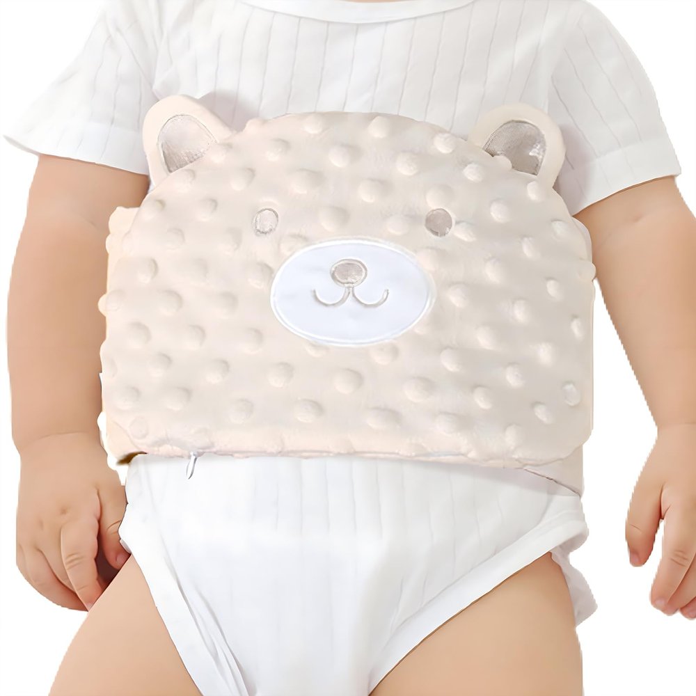ISANPAN Baby Colic and Gas Relief - Cassia Seed Heated Tummy Wrap,Infant Warming Pad Belly Band Gripe Belt Relieves and Soothes Gas,Bloating and Upset Stomach (Beige)