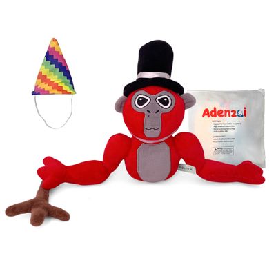 Adenzai Monkey Monkey Plush - Stuffed Animal for Game Fans, Ideal for Birthday Parties Cute Halloween Plush Toy  Soft Stuffed Animal Plushie, Gift for Kids & Adults Party (Red)