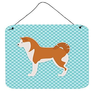 Akita Checkerboard Blue Wall or Door Hanging Prints