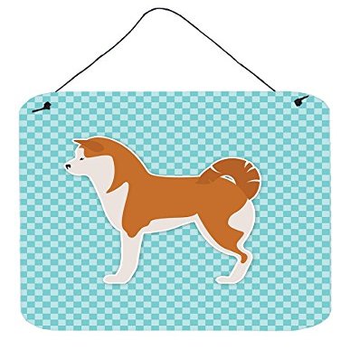 Akita Checkerboard Blue Wall or Door Hanging Prints