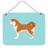 Akita Checkerboard Blue Wall or Door Hanging Prints view 1
