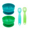 ChooMee Baby Suction Bowls & FlexiDip Learning Utensil Set, 4 CT Small, Aqua Green view 1