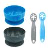 ChooMee Baby Suction Bowl & FlexiDip Learning Utensil Set, 4 CT Small, Blue Gray view 1