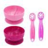 ChooMee Baby Suction Bowls & FlexiDip Learning Utensil Set, 4 CT Small, Light & Dark Pink view 1
