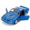 1:36 Pontiac Firebird Trans Am Toy Car, Diecast Pull Back Model Car, Doors Open, Collection Kids Toy for Aged 3 and up, Gift Blue view 1