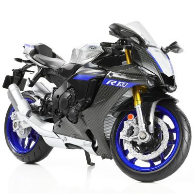 Risopen 1:12 Motorcycle Model Toy for Yamaha YZF-R1M 1000R Metal Die-cast with Plastic Motorcycle Model No Assembly Required Mini Finished Moto Gift for AdultSilver