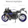 Risopen 1:12 Motorcycle Model Toy for Yamaha YZF-R1M 1000R Metal Die-cast with Plastic Motorcycle Model No Assembly Required Mini Finished Moto Gift for AdultSilver view 3