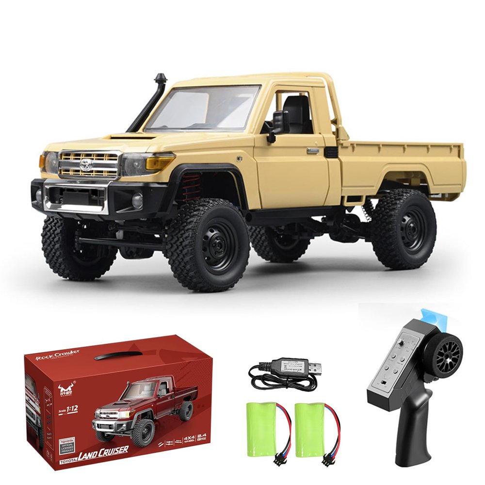Dodoore RC Truck 1/12 RC Rock Crawler, MN-82 4x4 Off Road RC Pickup Truck, 2.4GHz Proportional Throttle Steering All Terrain Remote Control Car RTR with Headlights and 2 Batteries for Adults (Yellow)
