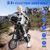 24V 7AH Kids Ride on Dirt Bike, 250W Strong Motor 13.6MPH Fast Speed Electric Off-Road Motorcycle, Leather Seat Dirt Bike, Chain-Driven, Metal Suspension, Air-Filled Tires, Black view 2