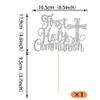 1 Pack First Holy Communion Cake Topper God Bless Religious Cake Picks Glitter Cross Cake Decorations for Baby Shower Religious Theme Kids Frist Birthday Party Decoration Supplies Silver view 2
