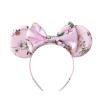 PAITTY Pearl Mouse Ears Bow Headbands for Girls Kids Sparkle Hair Band Ear Headband Party Princess Trip Cosplay Costume Decor (Pale Pink Printed Floral) view 1